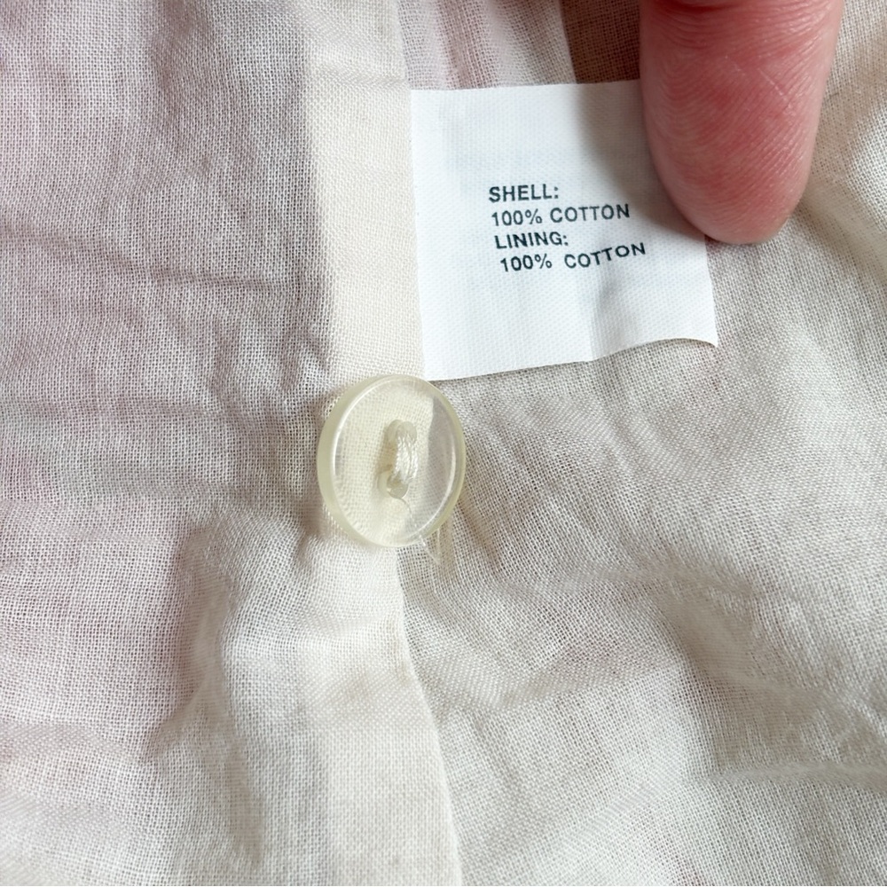 GAP Floral Wrap Top Size M Red Cream Cotton Cap Sleeve Blouse - Picture 9 of 13